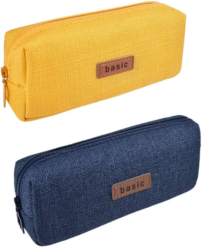 QYINXIU 2 Pack Small Pencil Case, Pencil Pouch, Cotton Linen Pencil Case Pouch Bag, Office Storage Organizer Coin Pouch Cosmetic Bag (Pink+Grey)