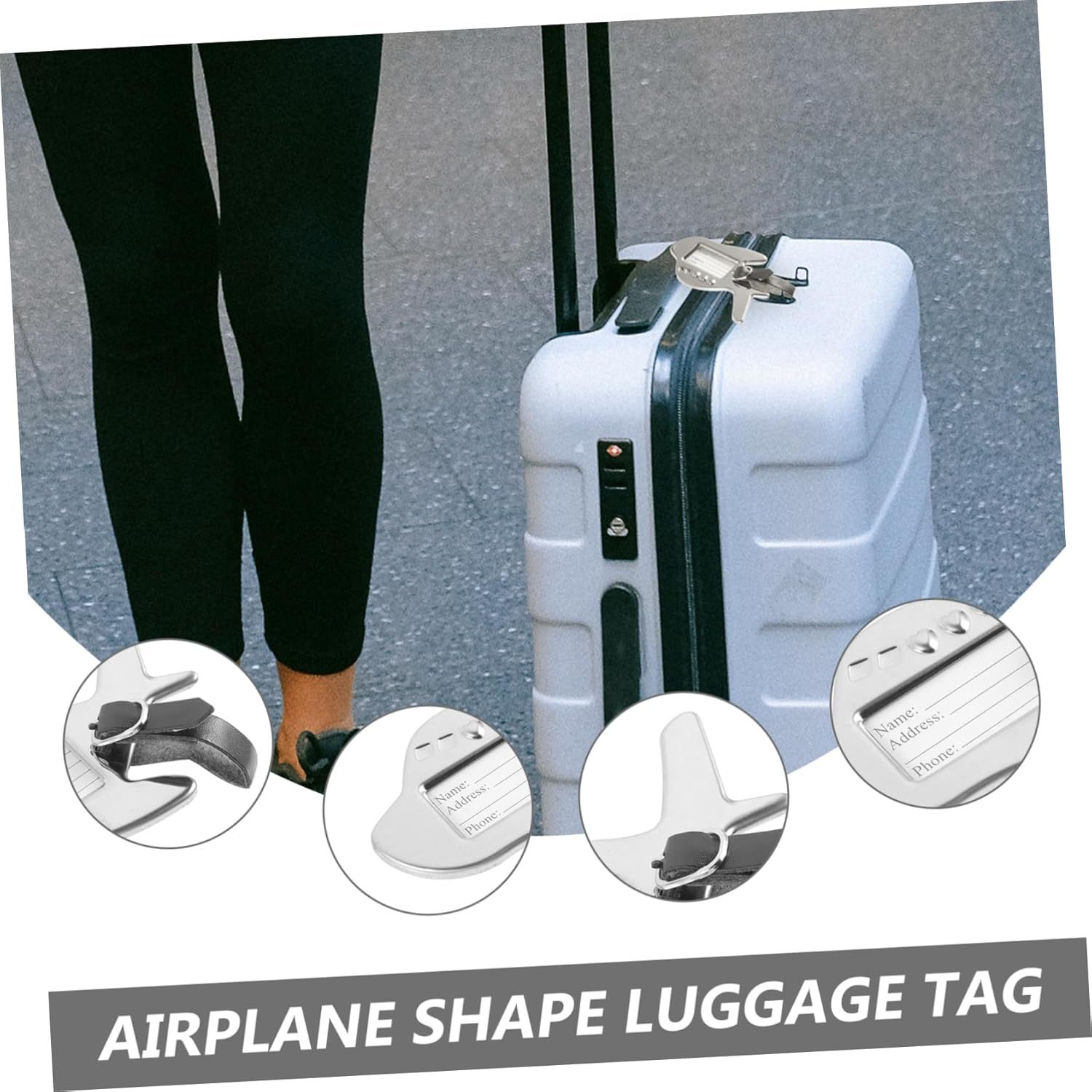 CHILDWEET Metal Suitcase Luggage Tag Airplane Shape Travel Bag Id Tag for Suitcase