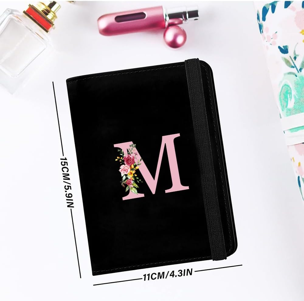 Passport Cover Passport Case PU Leather Passport Cover Passport Covers Personalised Passport Holder Case Passport Case for Credit Cards ID Travel Documents Black Initials