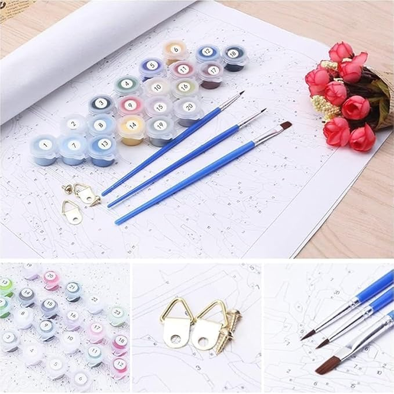 Paint by Number for Adults. Lily Paint by Numbers for Adults Beginner Drawing Paintwork with 3 Paintbrushes Paint Canvas Oil Painting 16&rdquo; X 20&rdquo; image number 3