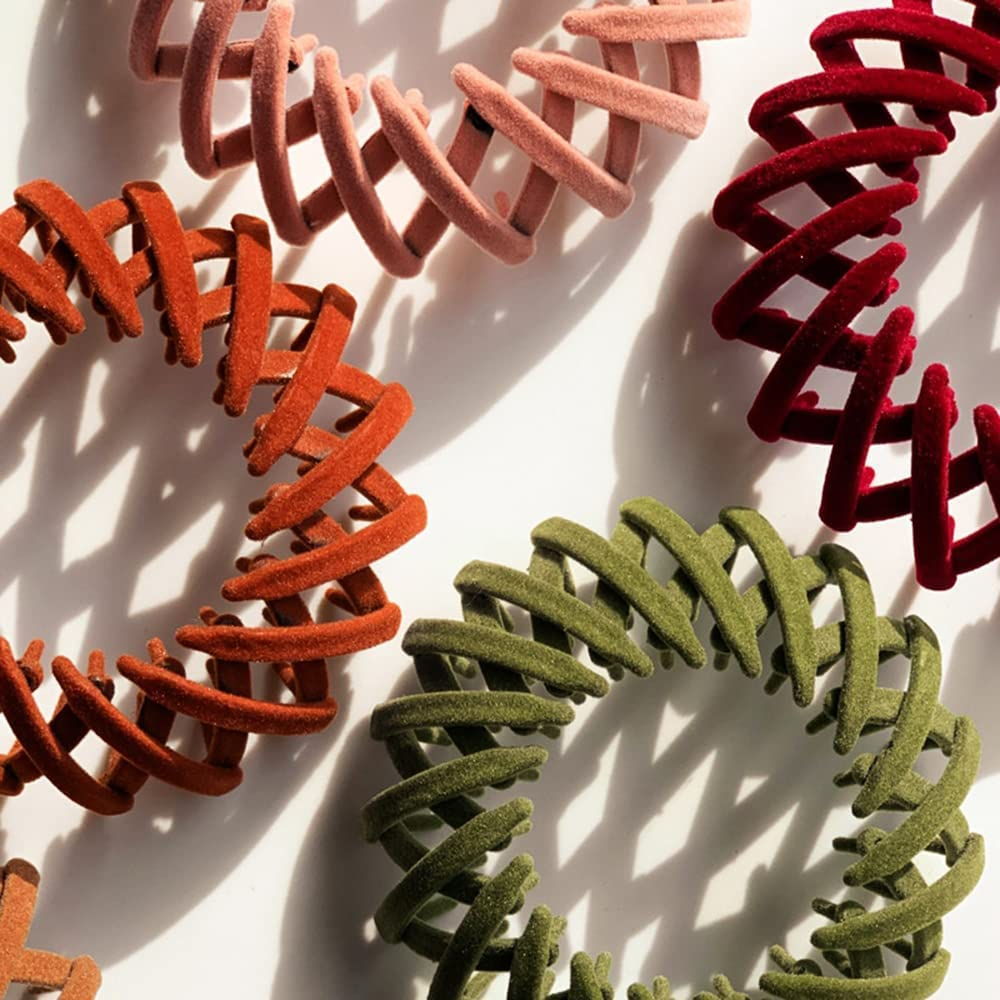 5 Pcs Reayou Velvet Bird Nest Hair Clips round Hairband, Expandable Ponytail Holder Fashion Bun Maker for Women and Girls, Lazy Birds Plate Hairpin image number 1