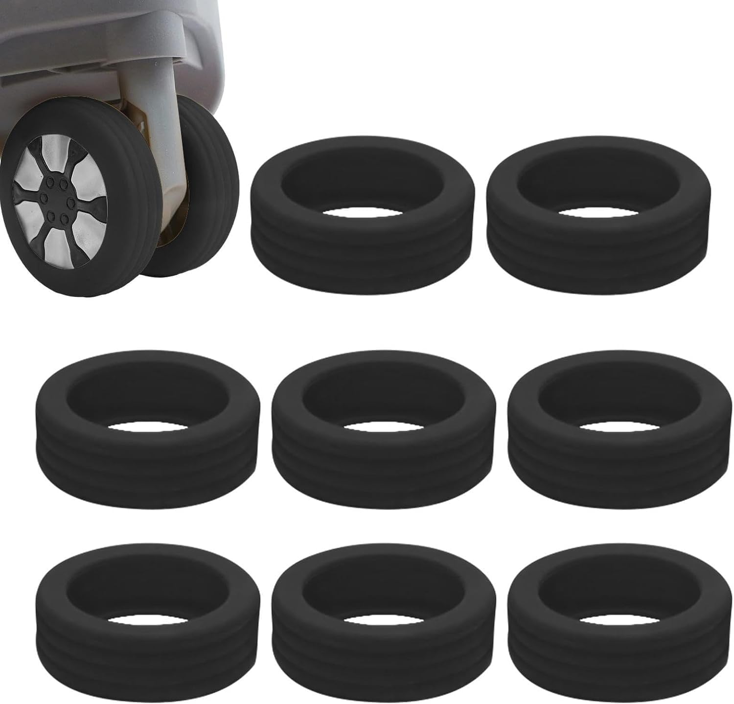Luggage Wheel Cover | 8PCS Silicone Wheel Covers for Most Luggage | Portable Reduce Noise Suitcase Wheels Cover | Silicone Luggage Accessories image number 3