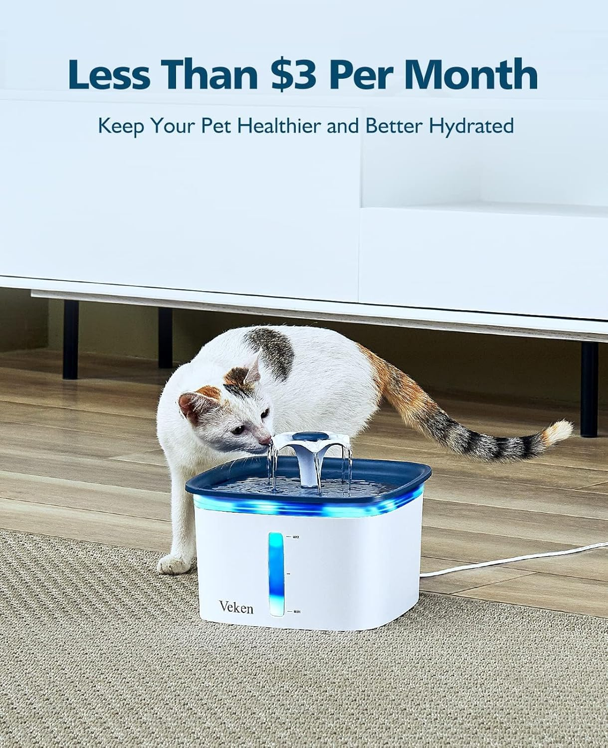 8 Pack Cat Water Fountain Filters Replacement Filters & 8 Pack Replacement Pre-Filter Sponges for 67Oz, 95Oz and 135Oz Automatic Pet Fountain Cat Water Fountain Dog Water Dispenser image number 3