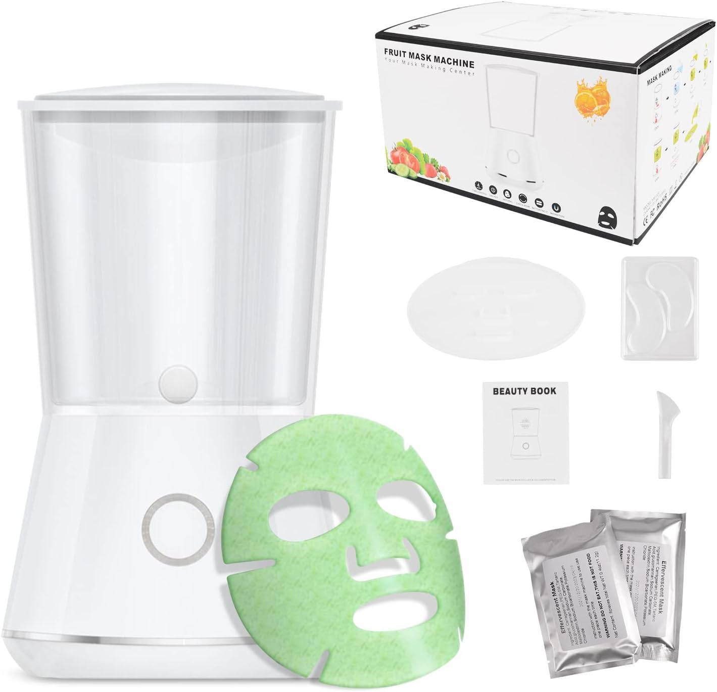 Face Mask Maker with 16Pcs Collagen, DIY Natural Fruit Vegetable Mask, Automatic Face Mask Machine for Eye Chest Hand Neck Skin Care, SPA Facial Skin Care (Battery)