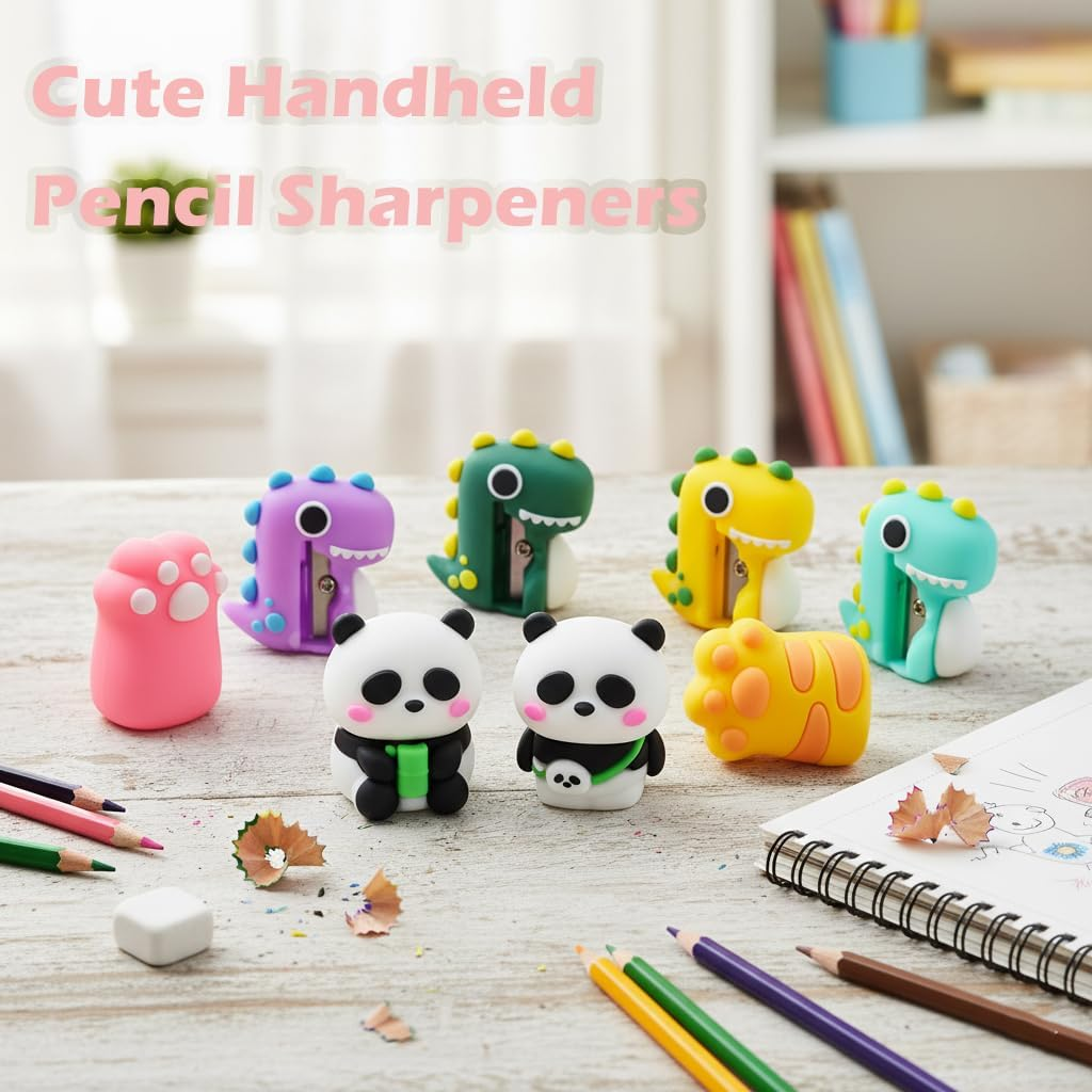 8PCS Pencil Sharpeners, Cute Pencil Sharpener for Kids, Kawaii Pencil Sharpeners Manual, Handheld Pencil Sharpener, Creative Cartoon Pencils Sharpener School Home Office Supply image number 6