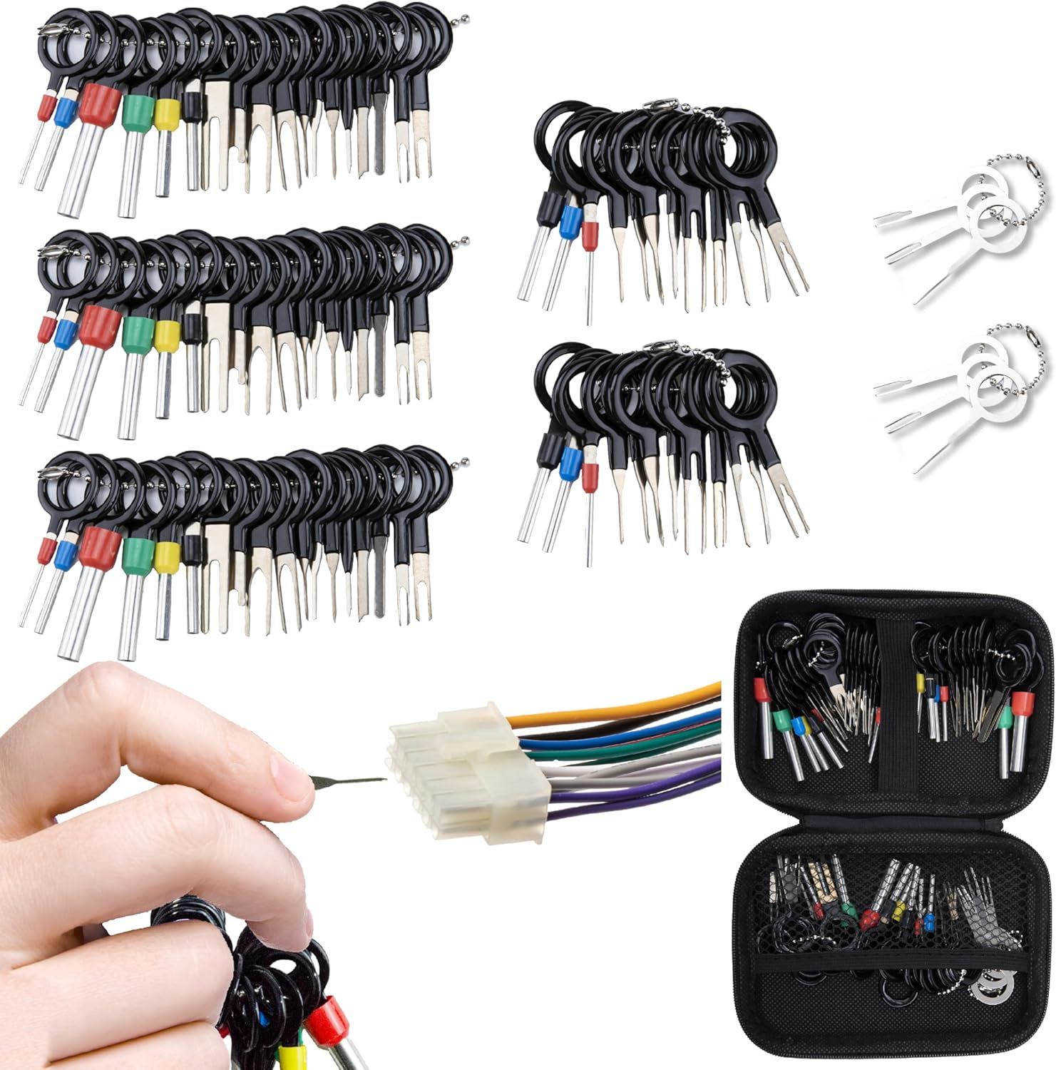 41 PCS Terminal Removal Tool Kit,Pin Extractor Tools Set Electrical Wire Connector Pin Release Depinning Tools for Automotive Car Broken Key Ejector for Home Appliance