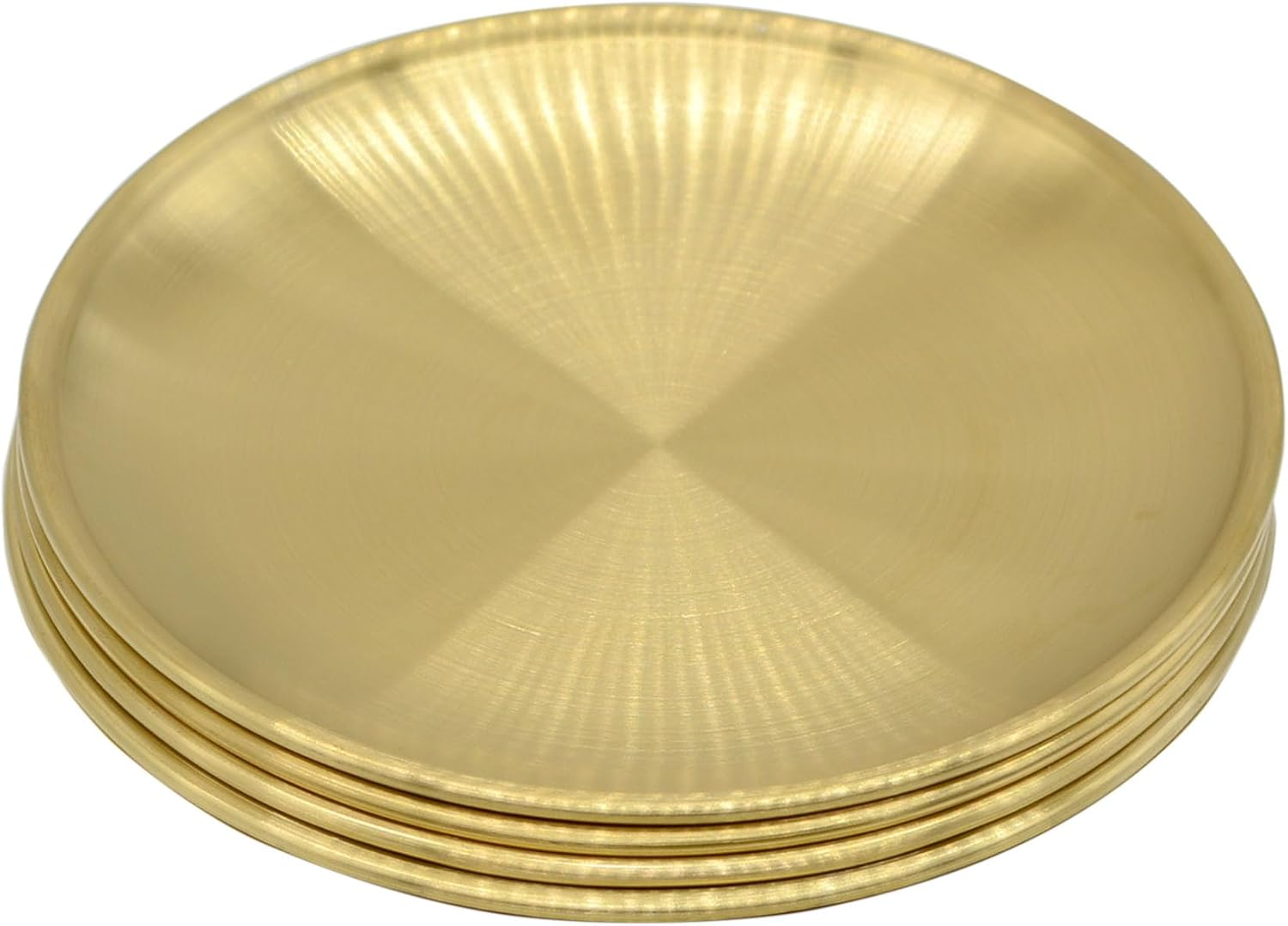 YIKANGHENG 6 Pcs 6.7 Inch Circular Trinket Tray, Gold Stainless Steel, for Serving Trays Towel Storage Dish Plate Tea Fruit Cosmetics Jewelry Decorative Tray (6.7 Inch, Gold) (Small)