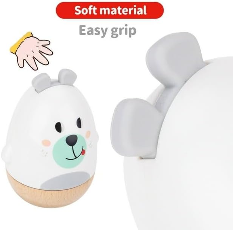 Tooky Toy Wind up Musical Wobble Roly Poly Tumbler Wooden Bear with Chime Lullaby for Babies image number 4