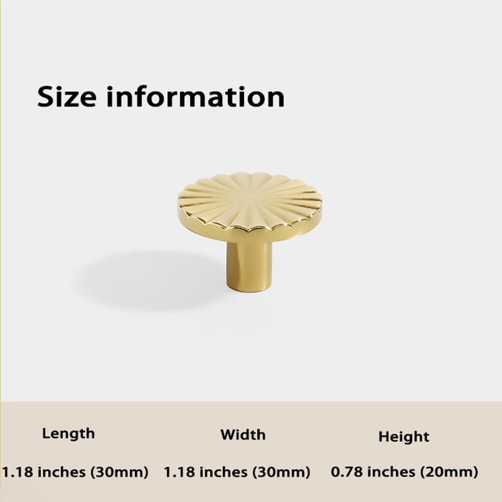 15 Pack Gold Drawer Knobs 1.18 Inch 30Mm Cabinet Knobs Zinc Alloy Brushed Gold Pulls and Knobs for Dresser Drawers Fanshaped Style Cupboard Knob with Screws Furniture Hardware image number 3