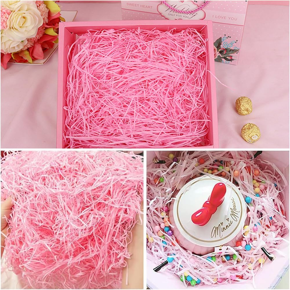 Crinkle Cut Paper Shred Filler - 200G for Gift Wrapping, Basket Filling, Box Confetti and Stuffing - Red - Red image number 5