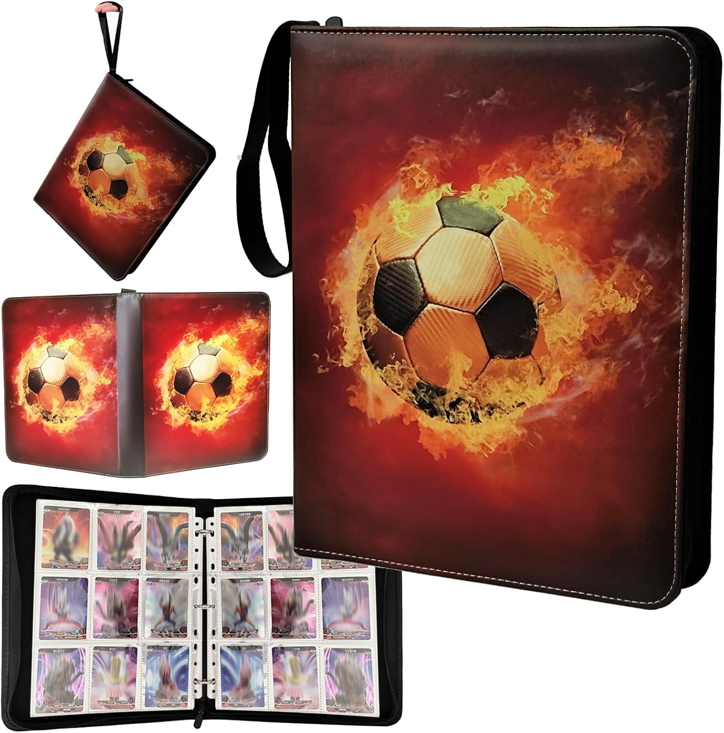 Football Trading Card Binder, Game Card Collection Album Book with 40 Double Sided Removable Sleeves, 720 Pockets, Zipper, Cards Carrying Holer Case Gifts for Boys Girls image number 3