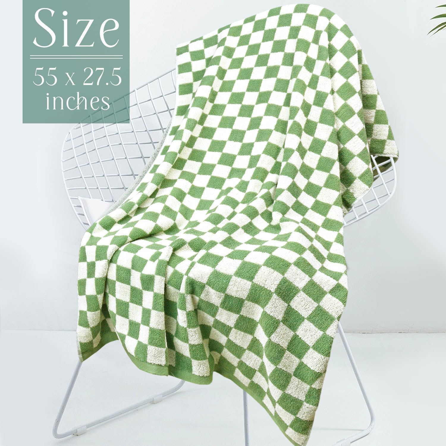 Jacquotha Checkered Bath Towels for Bathroom, 2 Pack Shower 55'' X 27.5'', Super Absorbent and Quick Dry (Orange + Green) image number 5