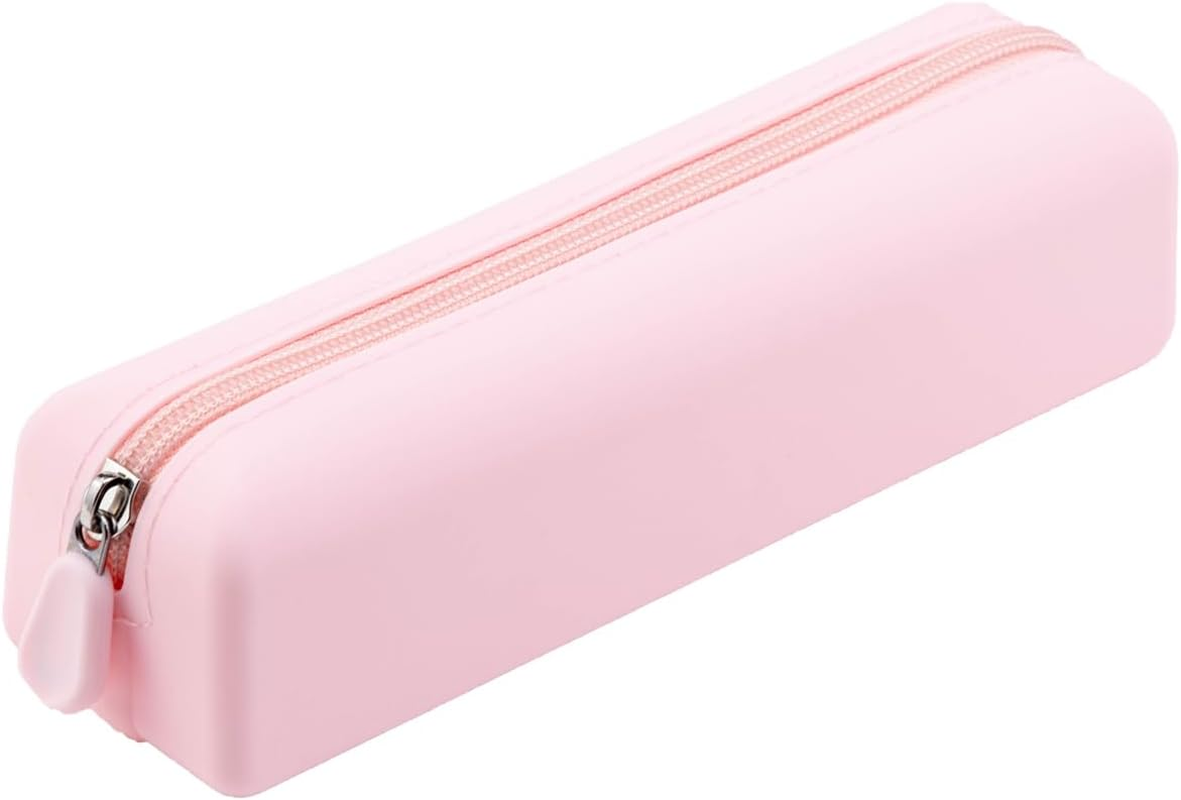 DDPOND Cute Silicone Makeup Brush Holder, Soft Portable Cosmetic Brush Bag with Zipper, Travel Makeup Brush Case(01Lightpink)