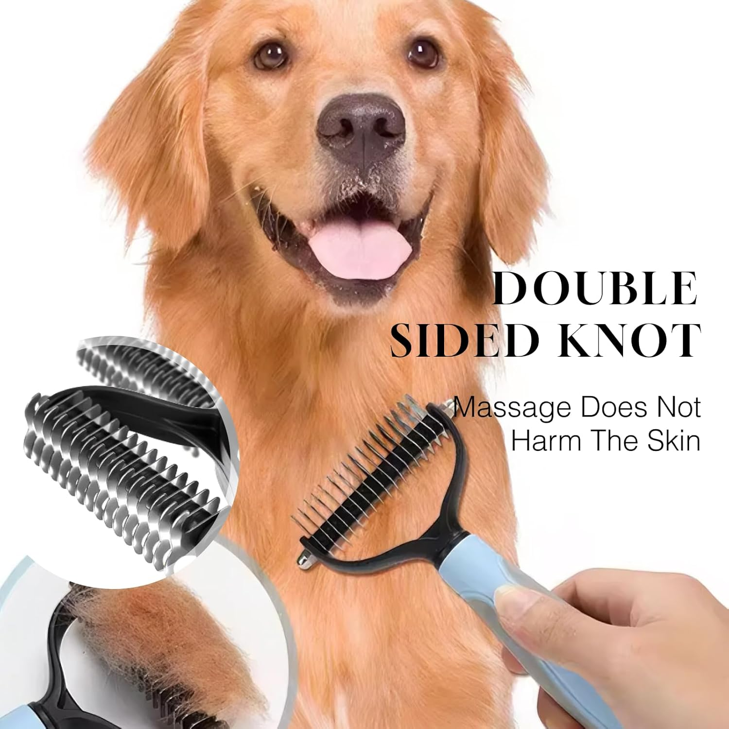Pet Dog Grooming Brush, Double Sided Shedding & Dematting Undercoat Rake Comb for Dogs and Cats, Professional Dog Shedding Brush to Reduce Tangles, Shedding & Matts in Medium & Long Hair