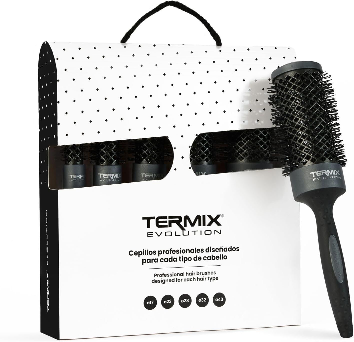 Pack Termix Evolution plus - Hairbrushes for Thick Hair with Ionized Bristles for Thick and Difficult to Manage Hair- It Includes 5 Diametres &Oslash; 17, 23, 28, 32 Y 43 Mm