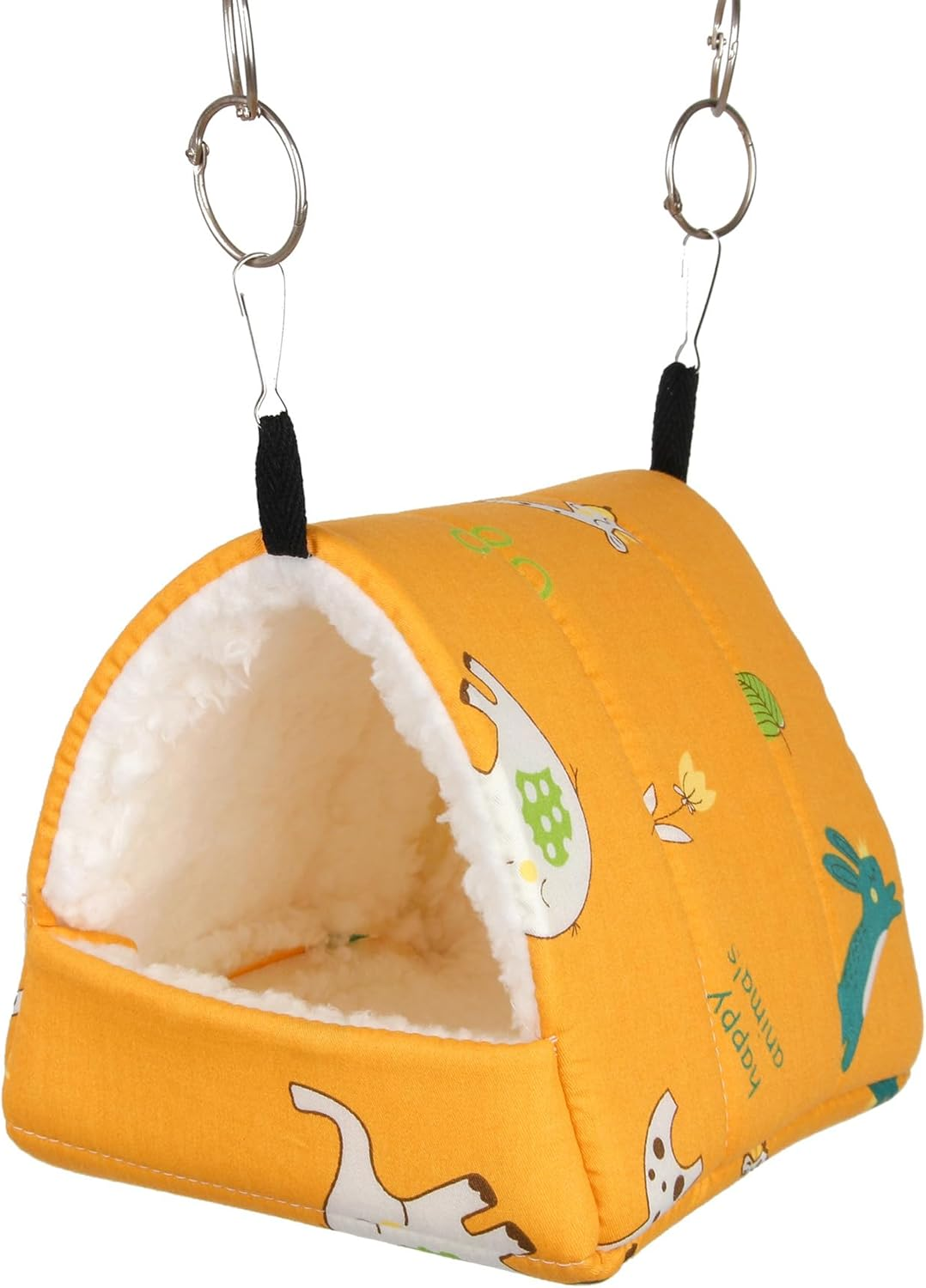 Bird Hanging Hammock Winter Warm Parrot Nest House Bed Plush Snuggle Pet Cave Hammock Toy for Conure Lovebird Budgie Parakeet Cockatiel Cage Accessory (Small)