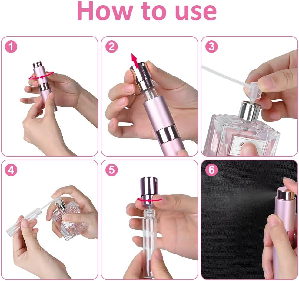 Darbermu 3PCS Perfume Atomiser, 8ML Perfume Atomisers Refillable Travel Perfume Atomiser Bottles Atomiser Perfume Spray Bottle Travel Bottles with Funnel and Refill Pump for Travel, Vacation image number 5