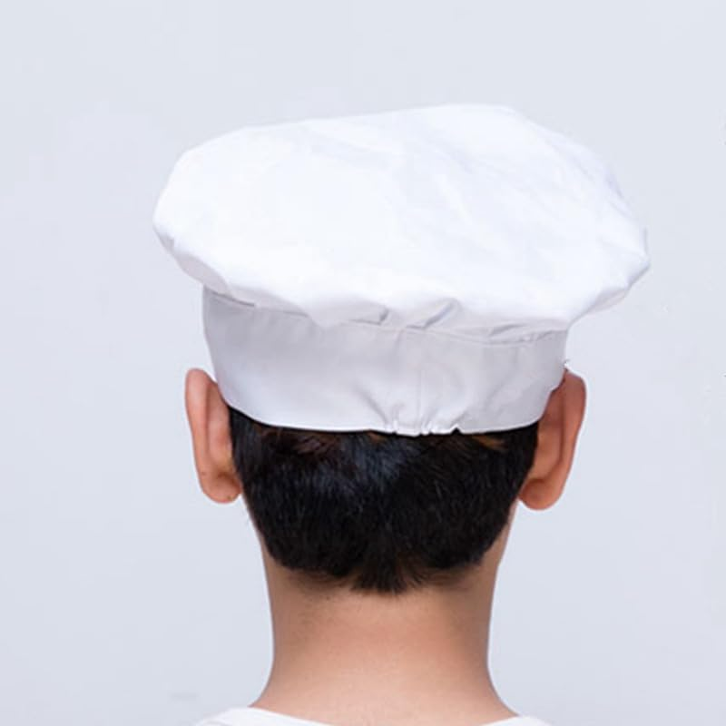 Walquicks 4 Pcs Chef Hat, Catering Hats,White Chef Caps, Adjustable Elastic Cotton Cooking Cap, Reusable and Washable Durable Cooking Chef Cap for Home, Restaurant, Kitchen, Baking and Party Favors