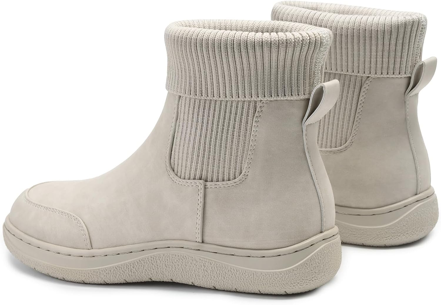 Athlefit Women'S Chelsea Ankle Boots Comfortable Winter Short Leather Boots Fashion Slip on Elastic Sock Booties