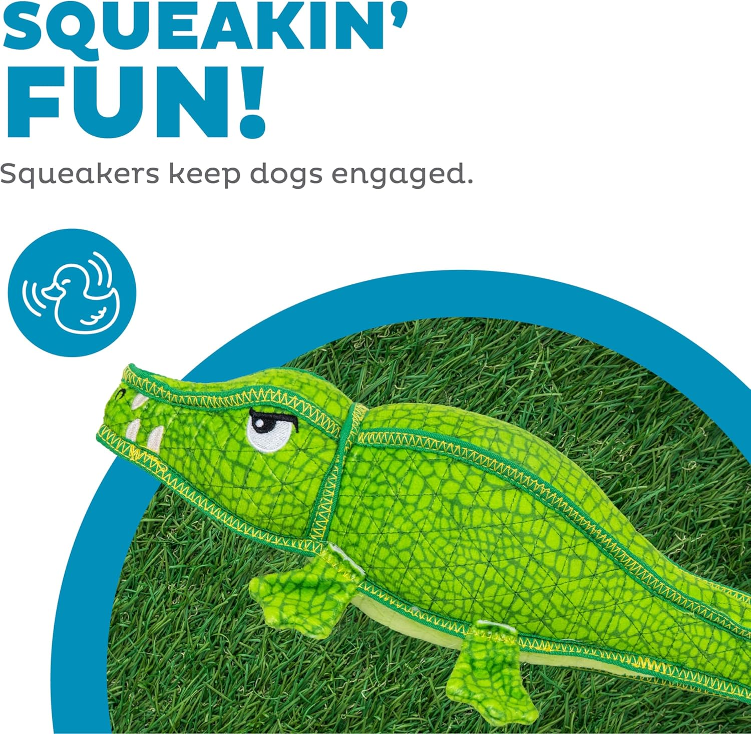 Outward Hound Xtreme Seamz Alligator Squeaky Dog Toy - Reinforced Dense Stuffing Plush Toy