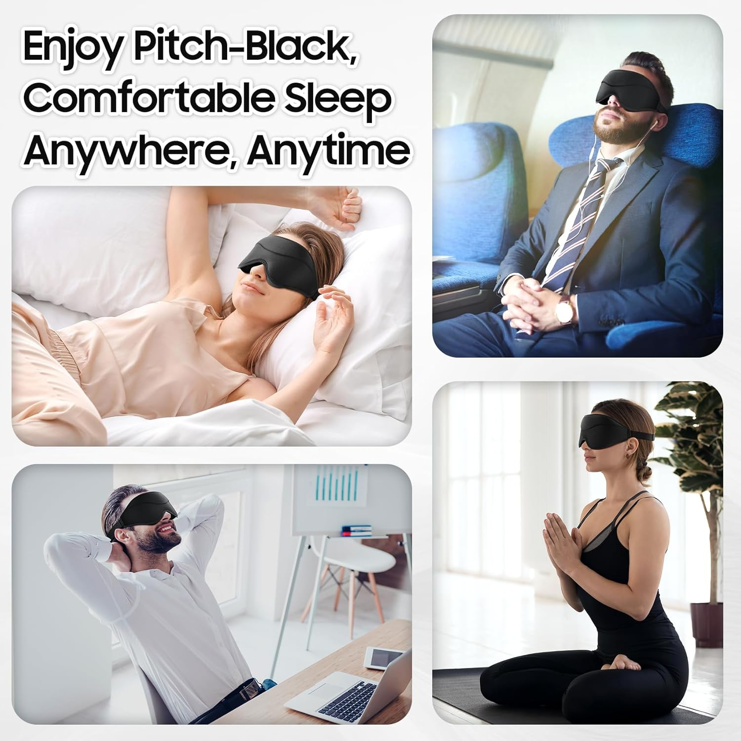 Sleep Mask - Total Blackout 3D Sleeping Mask, Super Lightweight & Silky Soft Eye Mask for Sleeping, Fully Adjustable Fit for Home, Office, Traveling, Meditation, Yoga, Black - Pink image number 4