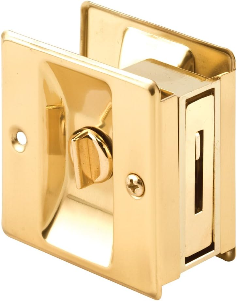Prime-Line Products N 6774 Pocket Door Privacy Lock with Pull, Antique Brass