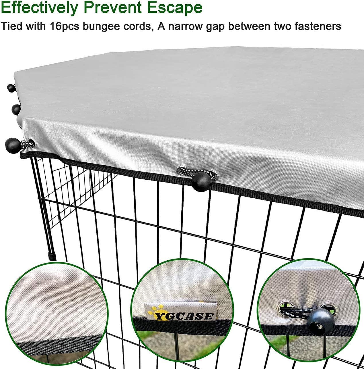 Universal Dog Playpen Cover with Sun/Rain Proof Top, Provide Shade and Security for Outdoor and Indoor, Fits All 24" Wide 8 Panels Pet Exercise Pen (8X24 W Cover, 600D Oxford) image number 6