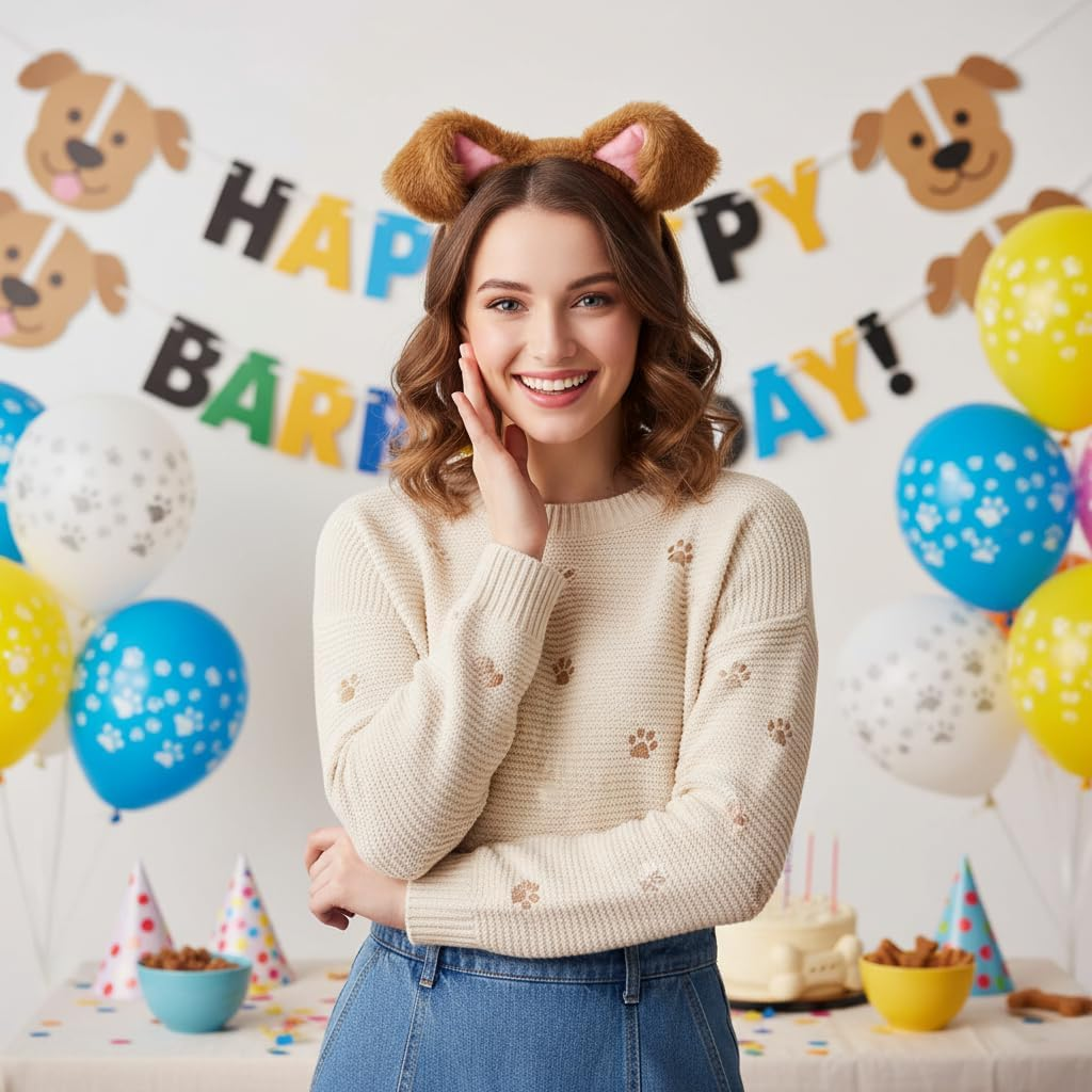 Dog Ears Headband, Realistic Animal Ears Costume Headband for Cosplay, Halloween, Furry Dog Ears for Parties and Washing Makeup, Soft & Comfortable, CRFY image number 2