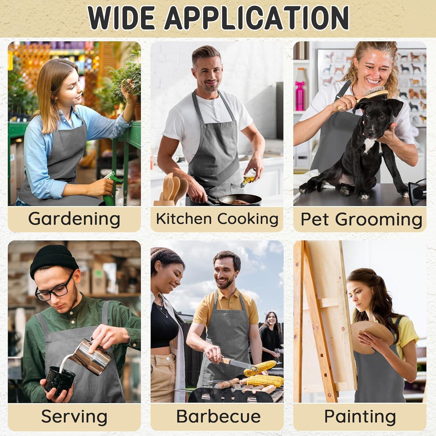 Chef Apron for Men and Women Wash Free Bib Apron with 2 Pockets Water & Oil Proof Adjustable Aprons Professional for Cooking Kitchen Gardening Painting BBQ - Blue image number 6