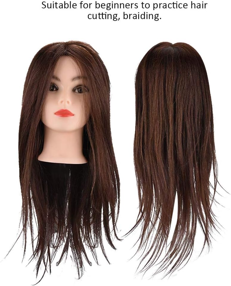 Mannequin Head with Human Hair, 20 Inch Hairdressing Model with Clamp, Styling Training Manikin Cosmetology Doll Training Head for Hairdresser Practice image number 6