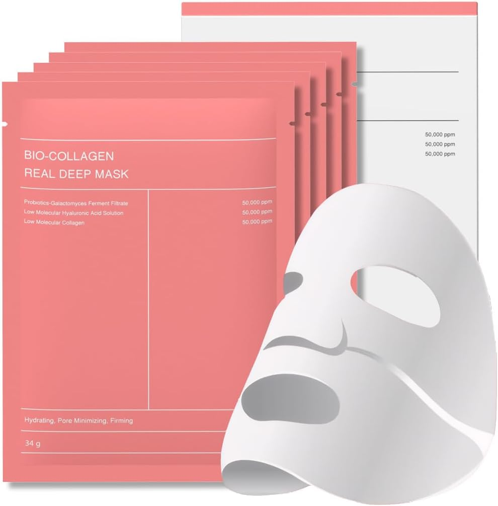 Bio Collagen Real Deep Hydrating Firming Overnight Hydrogel Face Mask (1 Pack (5 Sheet))