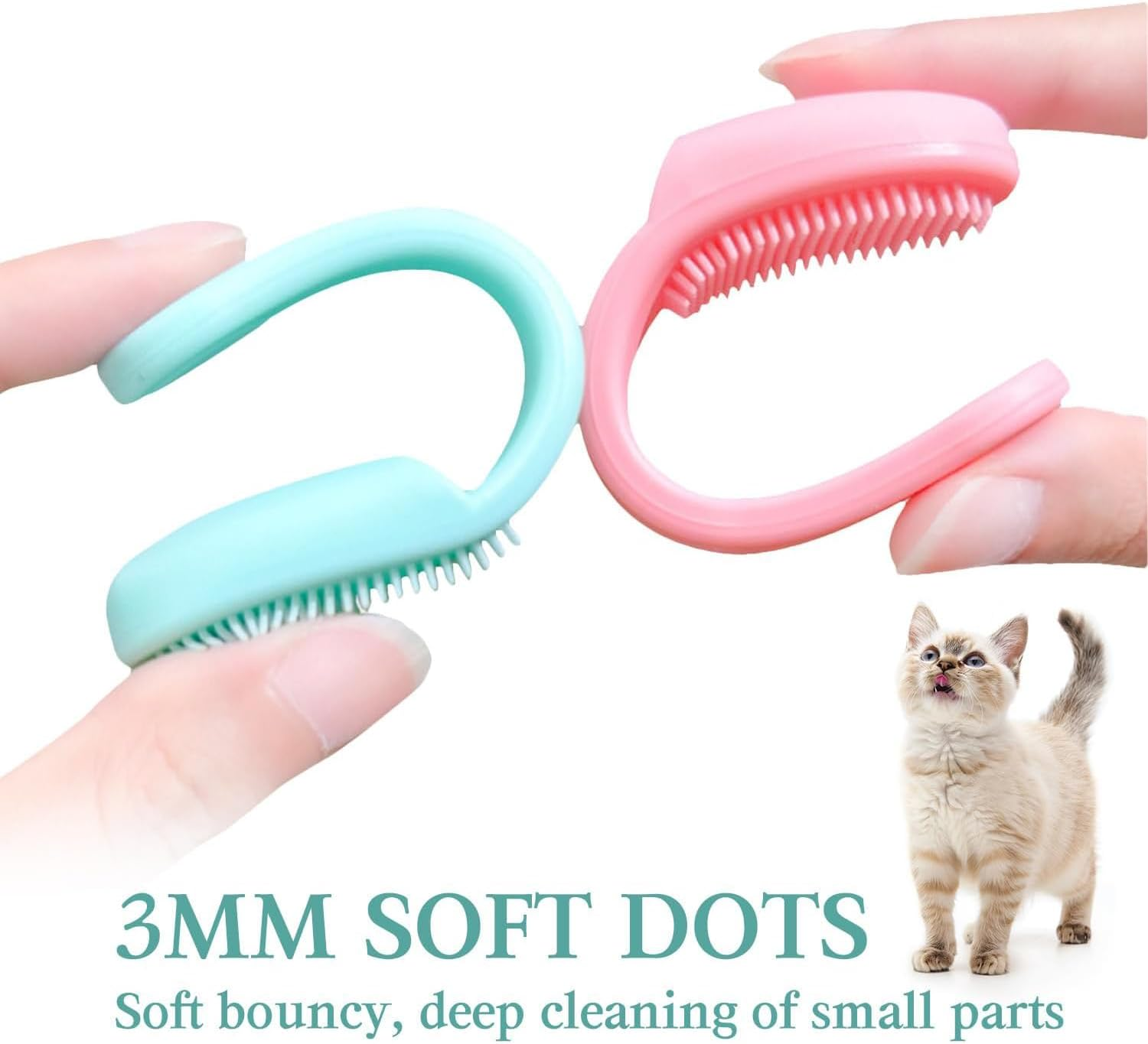 Xinghonyac 4 Pcs Cat Chin Brush, Silicone Scrubber for Cats Chin Cleaner, Cat Grooming Chin Scrubber, Silicone Brush for Cats Chin Cleaning Tool, Finger Brush Silicone Pet Toothbrush for Puppies and Cats