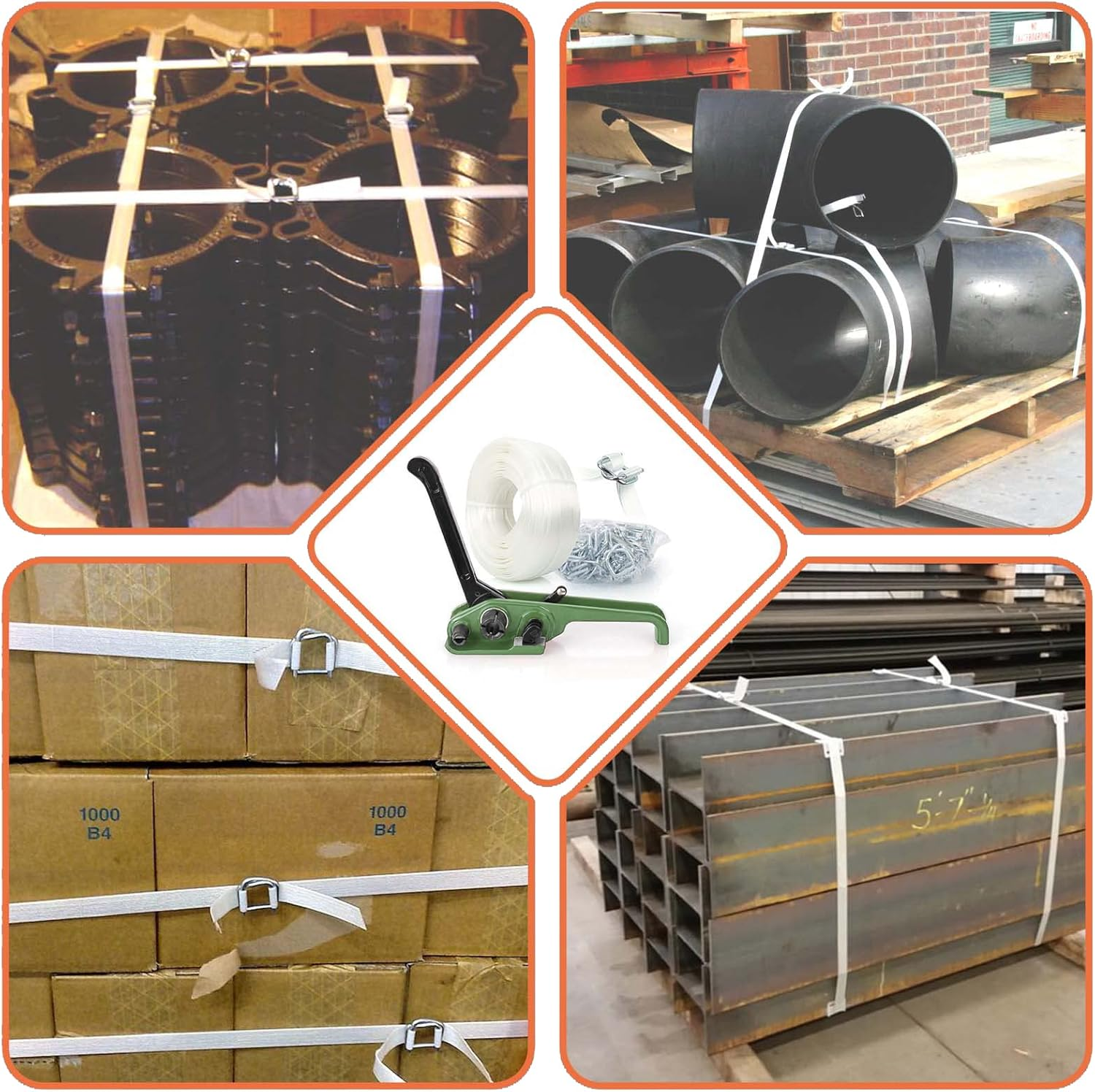 Anmas Rucci Heavy Duty Pallet Strapping Tools Kit - 3/4" X 328' Woven Cord Strapping Kit, 2000 Lbs Break Strength, Strapping Tensioner Tool, 50Pcs Reusable Buckles image number 5