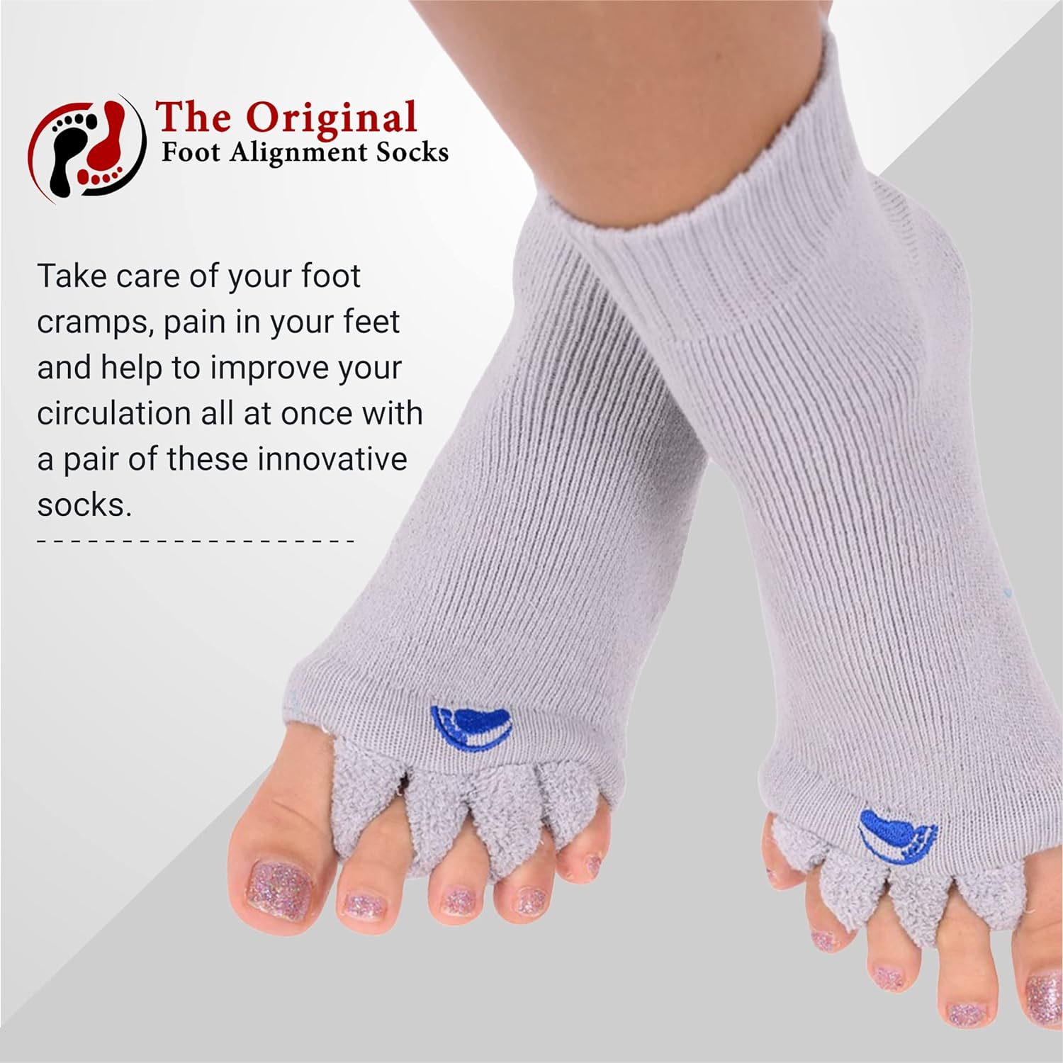 The Original Foot Alignment Socks Happy Feet Alignment Socks - Toe Separators for Men, Green, X-Large image number 4