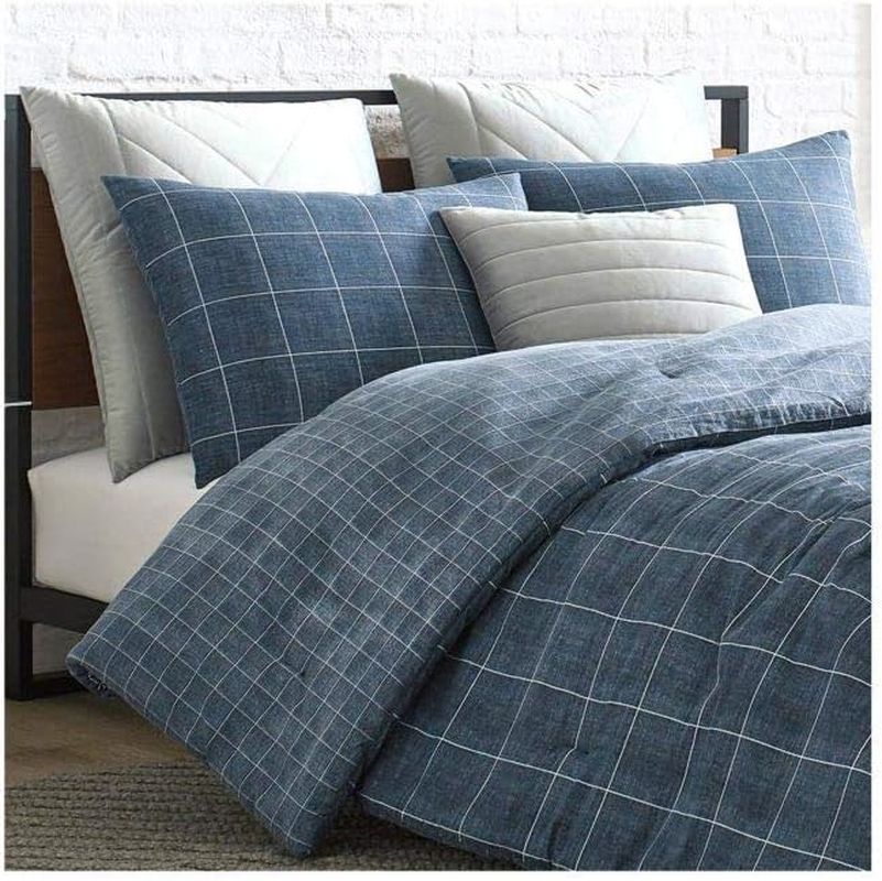 Kenneth Cole New York Holden Grid Blue Full/Queen Duvet Cover Set image number 2