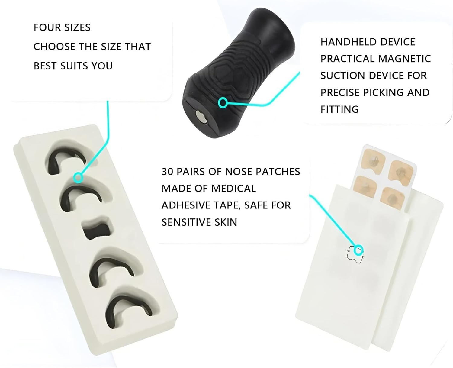30 Pairs Magnetic Nose Strips for Snoring Relief,Anti Snoring Nasal Strips to Improve Breathing & Sleep Quality,Reusable Nose Strips for Men & Women image number 5