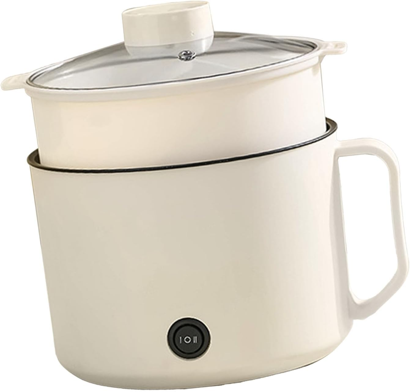 Small Electric Hot Pot, Maifanshi Technology anti Dry Burning anti Stick Coating Portable Mini Electric Cooking Pot Multifunctional for Student Dormitories (Beige and Food image number 1