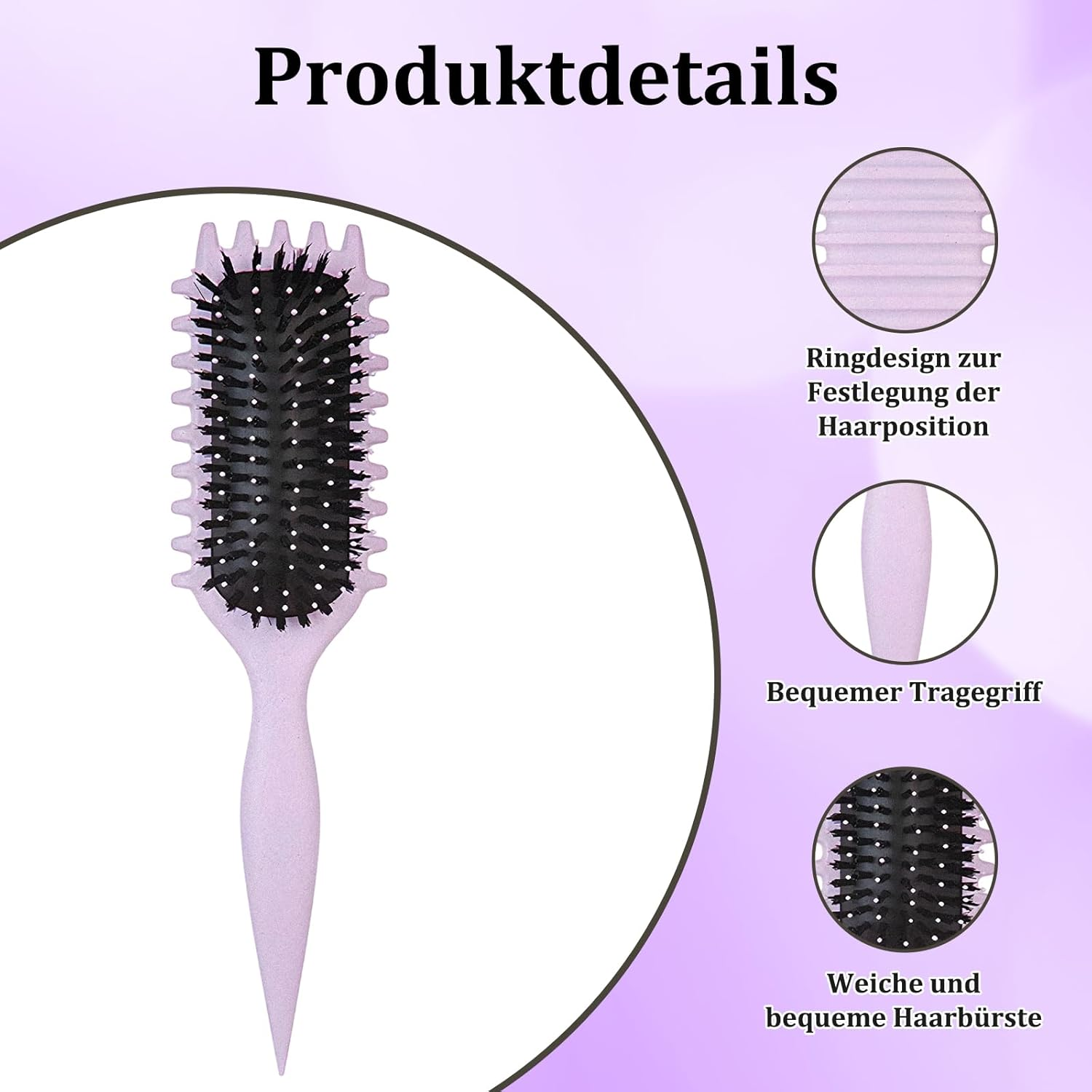 3-Piece Curling Brush, Curl Comb Set with Coarse Comb and Brush for Curls, Ideal for Travel and Salon, Suitable for Daily Hair Styling and Hair Care Products image number 2