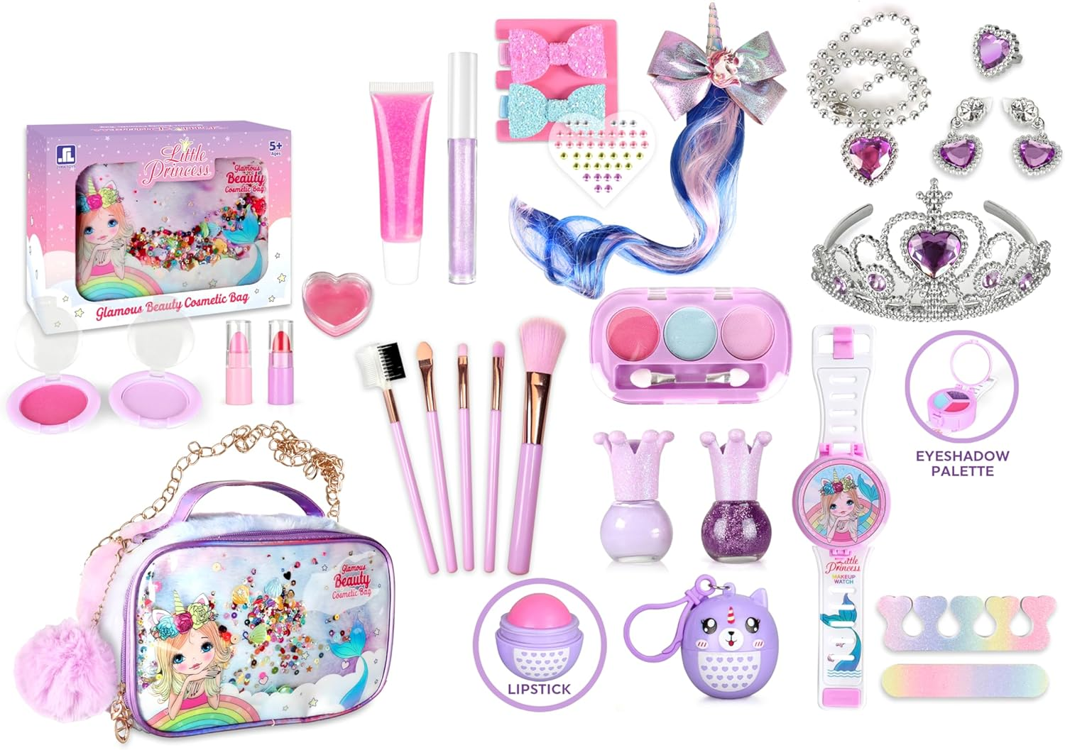 Kids Makeup Kit for Girl - Kids Washable Makeup Girls Toys with Unicorn Cosmetic Case, Real Girl Makeup Sets for Toddler Kid Children Christmas Birthday Gifts Toys for 3 4 5 6 7 8-12 Year Old Girls image number 6
