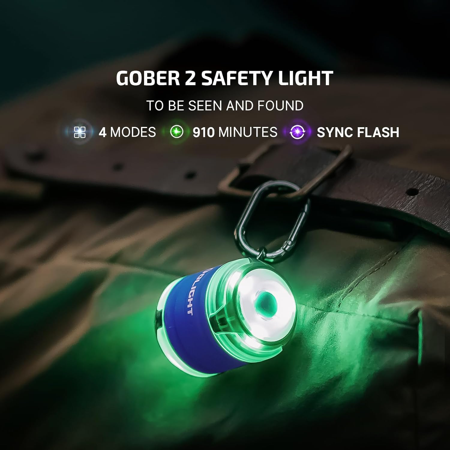 OLIGHT Gober 2 LED Rechargeable Warning Beacon Light Combination Emergency Safety Light, Magnetic Base, Six Color Modes & Synchronized Flash for Hiking, Running, Pet Tracking (Blue) image number 2