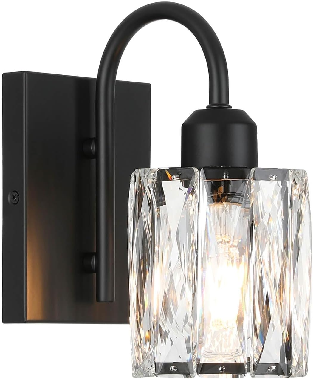 Crystal Wall Light Indoor, Modern Bedroom Wall Lamp with K9 Crystal Shade, Chrome Bathroom Sconce for Bedroom Mirror Living Room Hallway NL-W326-CH