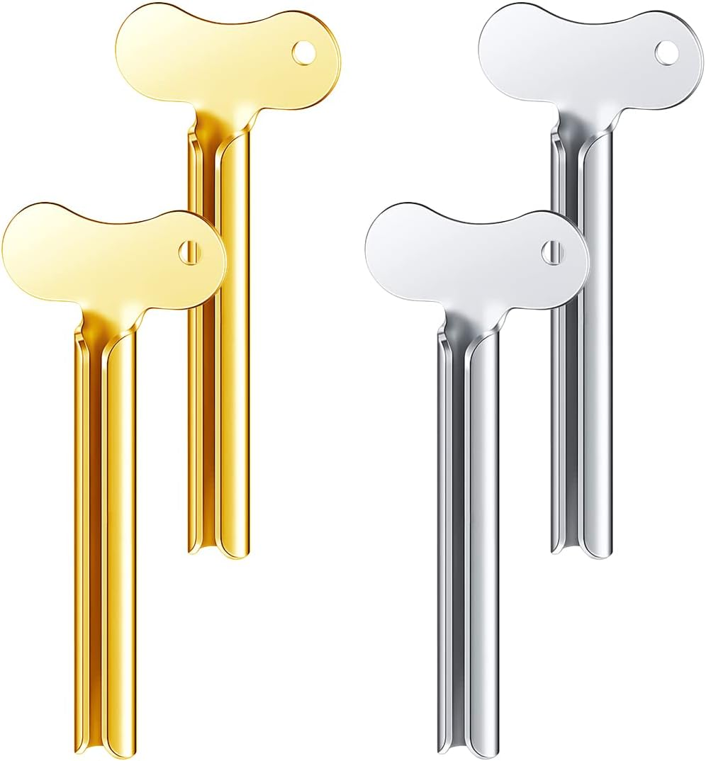 Toothpaste Squeezer, 4PCS Metal Roller Squeezer Tube Squeezer for Paint, Cosmetic and Hair Dye (Gold & Silver) image number 1