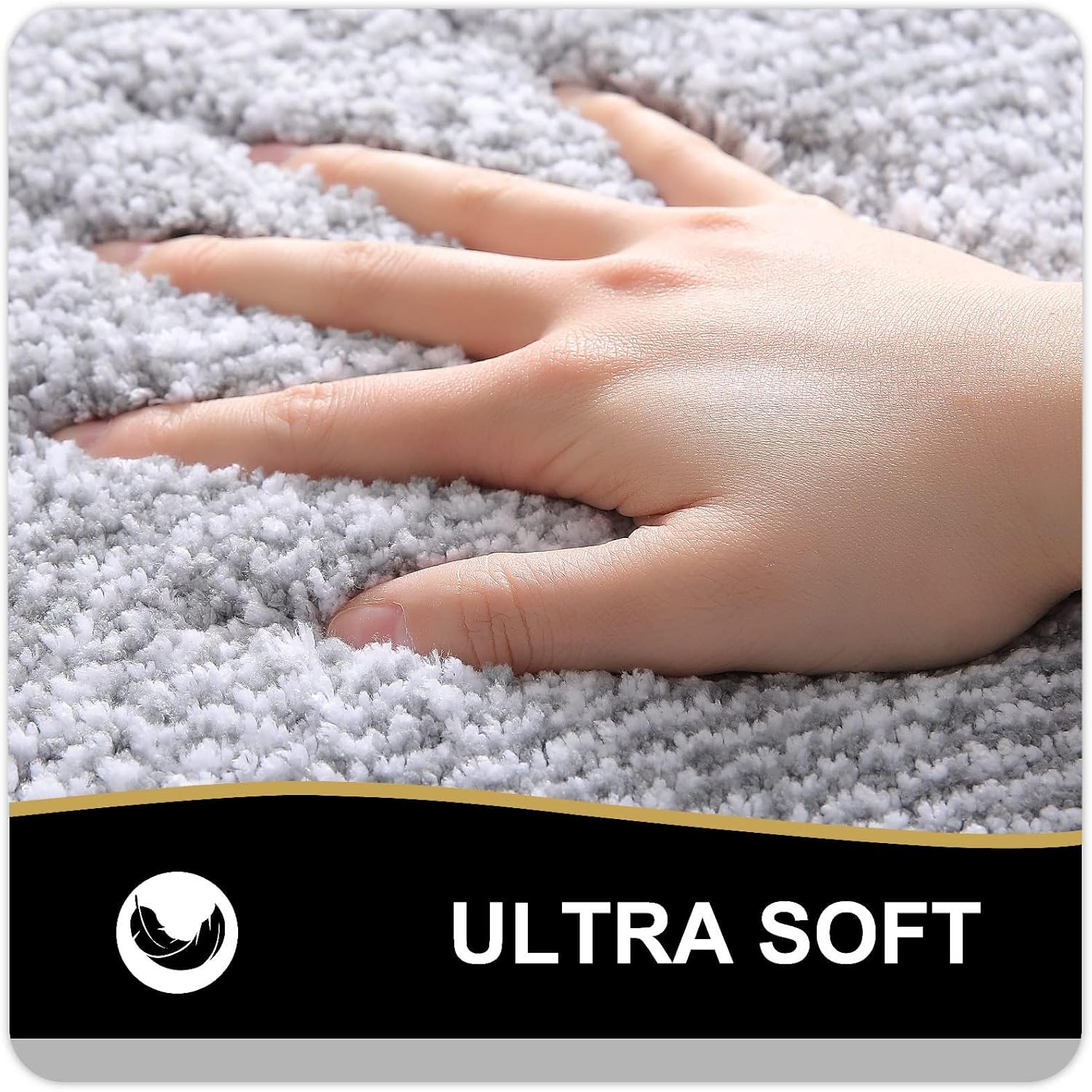 YUTA Bathroom Rugs, Extra Soft and Absorbent Microfiber Bath Mat, Non-Slip, Machine Washable, Quick Dry Bath Carpet, Suitable for Bathroom Floor, Tub, Shower, 61X91Cm, Light Grey image number 1