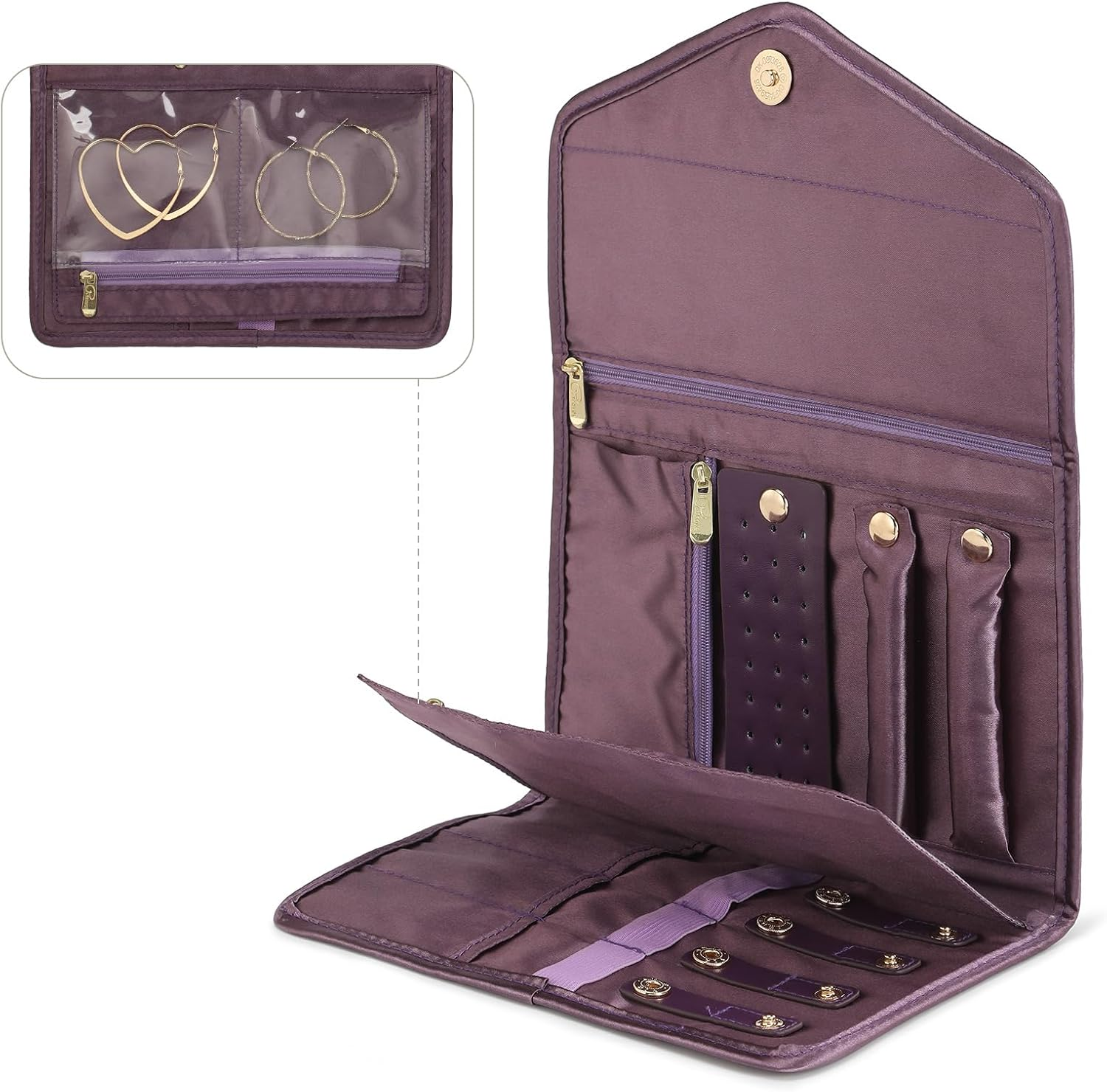 Jewelry Rolls, Travel Jewelry Organizer Roll, Foldable Jewelry Case, Women Jewelry Storage Bag for Journey-Rings, Necklaces, Earrings, Bracelets, Watches, Brooches by Vanfn P.Travel Series