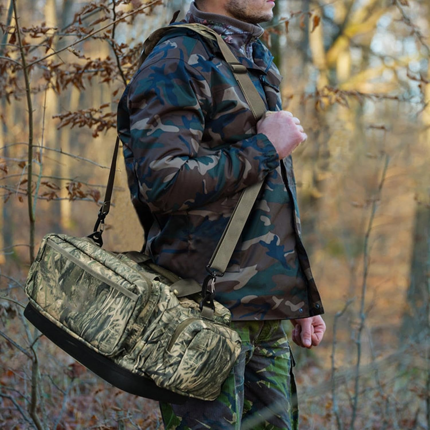 Hunting Bag with Adjustable Straps, Clothing Bag, Waterproof Oxford Hunting Clothes Bag, Hunter Bag, Refuge Bag, Hunting Duffle Gear Bag, Adjustable Outdoor Duffle Bags for Travel Hiking Camping, Army image number 3