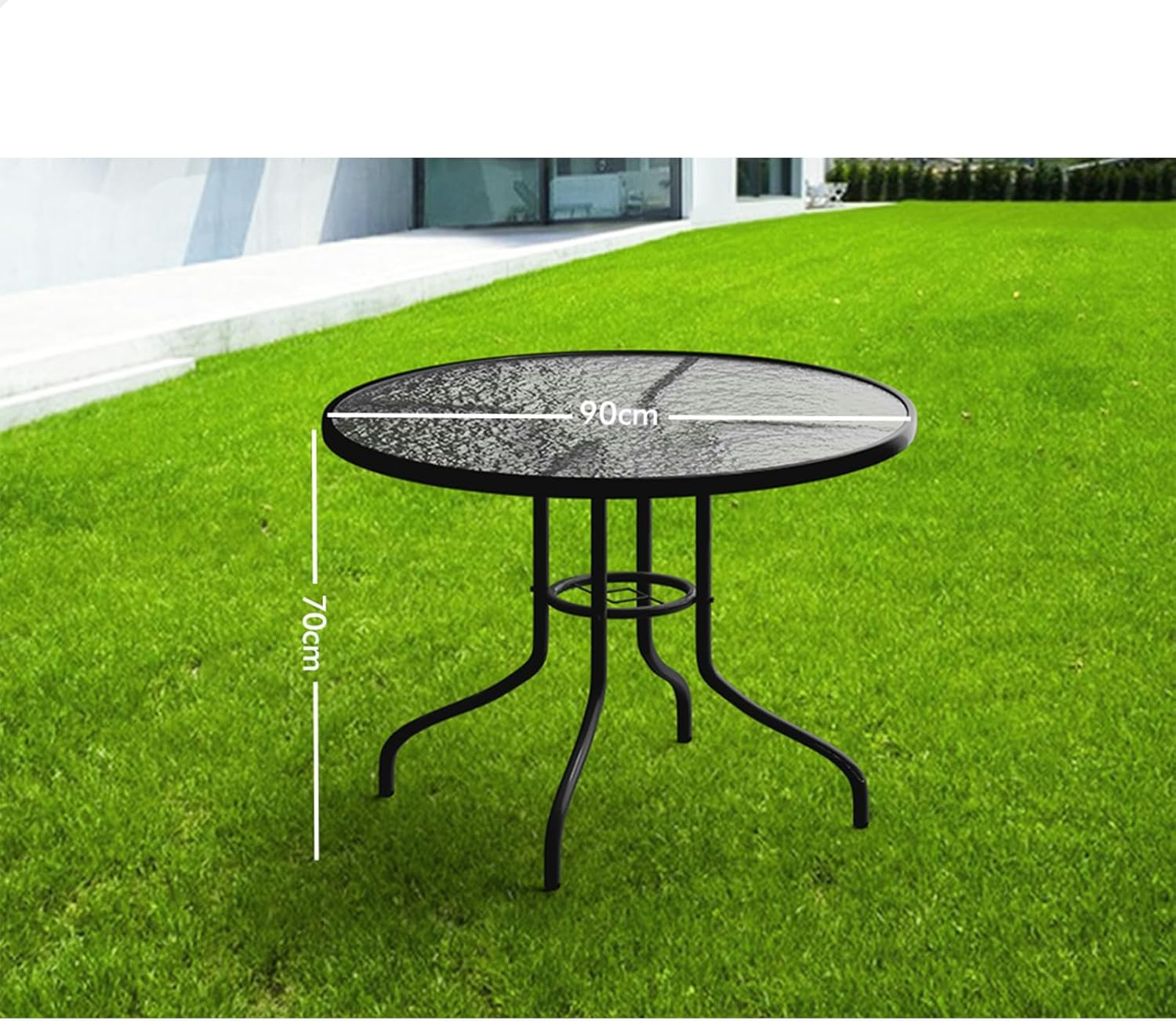 ALFORDSON Outdoor Patio Bistro Table Uv-Resistant R90X70Cm, round Coffee Table with Metal Frame for Lounge Conversation Set Furniture, Dining Desk for Outdoor Chairs, Black - Black image number 6
