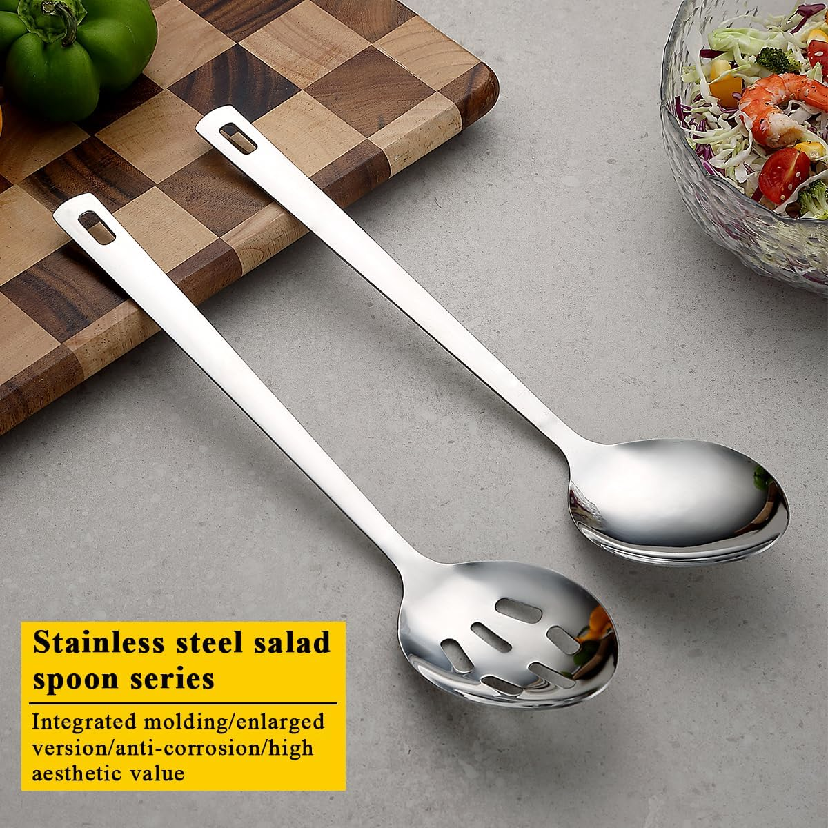 Kyraton Cooking Spoons Pack of 2, Kitchen Utensils, Serving Spoon, Cooking Utensils, Stainless Steel Kitchen Utensils for Frying, Mixing, Serving, Draining, Turning and Stirring. image number 3