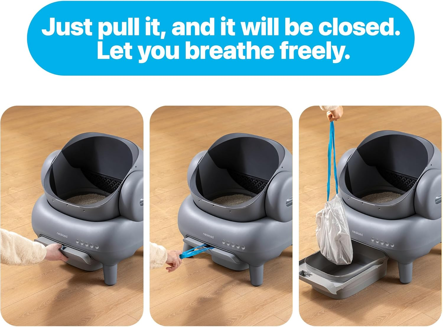 Neakasa Replaced Waste Bags-2 Rolls, Cat Litter Waste Receptacles Bags for M1 Open-Top Self-Cleaning Cat Litter Box image number 2