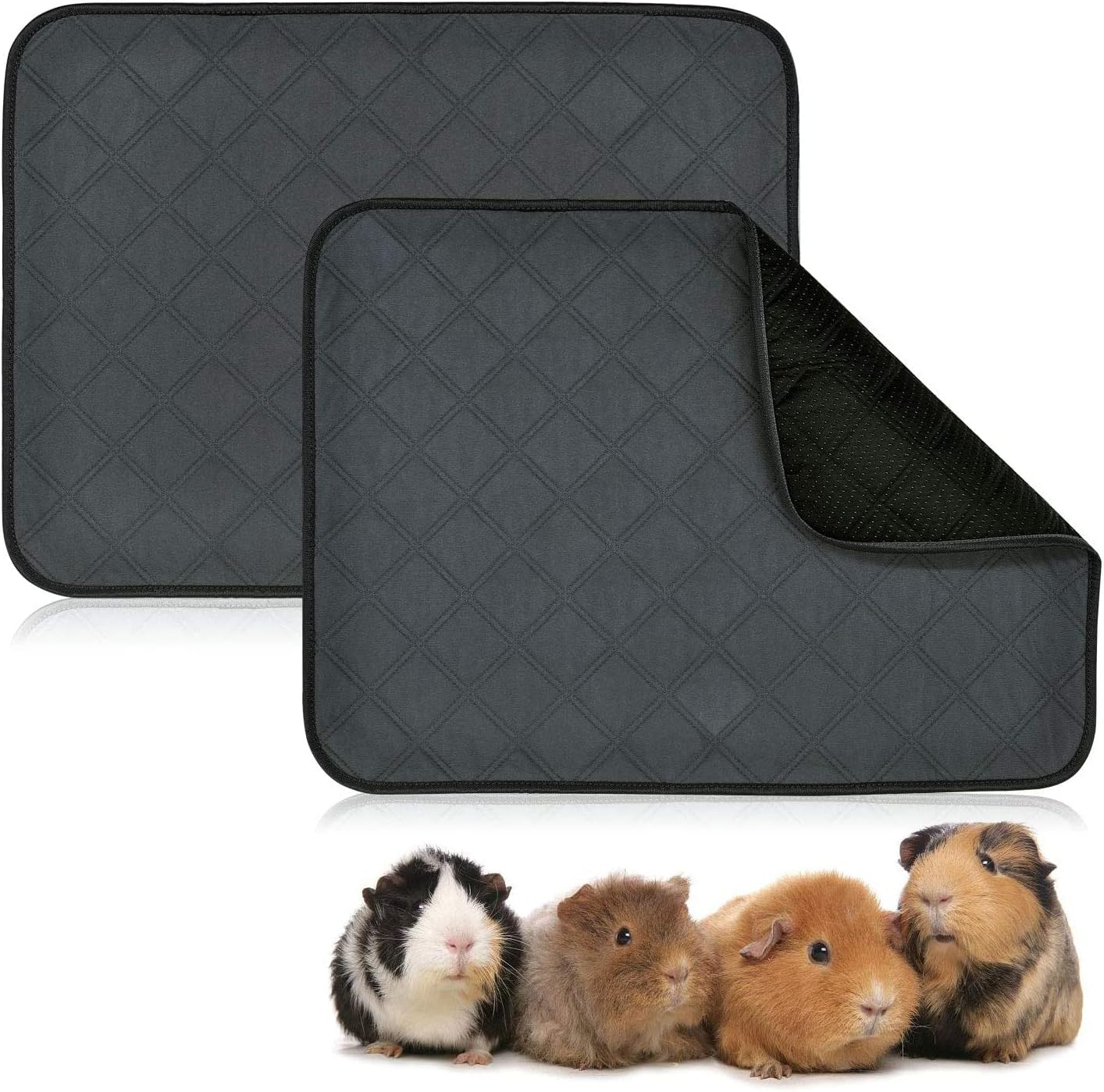 PIPI Pads for Guinea Pigs Cage Inserts 2 Pack Washable Guinea Pig PIPI Pads Waterproof Non-Slip Guinea Pig Bedding Super Absorbent Pee Pad for Small Animals