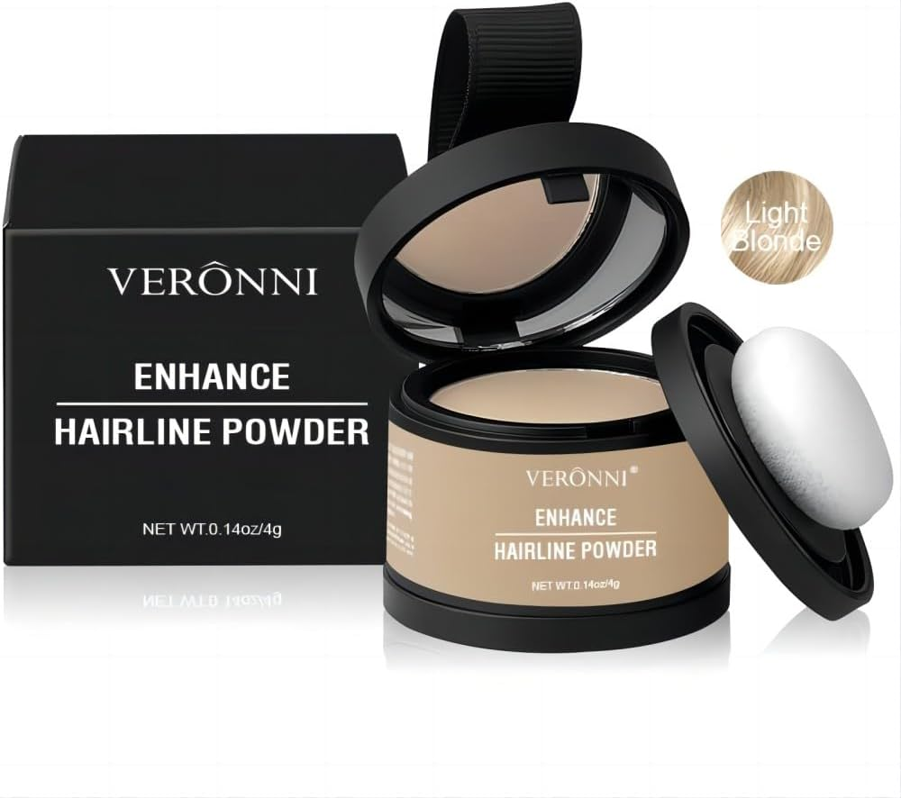 VERONNI Hairline Powder, Root Cover up Hairline Powder for Thinning Hair Women Men Eyebrows, Beard Line,Waterproof Long Lasting Hair Shadow Powder (Medium Brown, 13)
